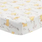 Lambs & Ivy Disney Baby Storytime Pooh 100% Cotton Fitted Crib Sheet - White