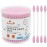 HOMEFOX Pink Cotton Swabs Precision Pointed - 200 Count Pointy Organic Cotton Buds Double Side Tightly Wrapped Cotton Tips Paper Stick Soft Gentle Lint-Free Cruelty-Free, Pointy & Round (Pink)