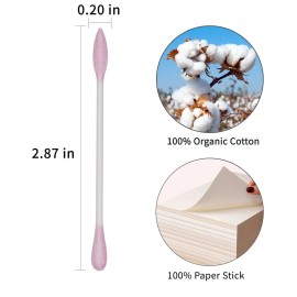 HOMEFOX Pink Cotton Swabs Precision Pointed - 200 Count Pointy Organic Cotton Buds Double Side Tightly Wrapped Cotton Tips Paper Stick Soft Gentle Lint-Free Cruelty-Free, Pointy & Round (Pink) HOMEFOX Pink Cotton Swabs Precision Pointed - 200 Count Pointy Organic Cotton Buds Double Side Tightly Wrapped Cotton Tips Paper Stick Soft Gentle Lint-Free Cruelty-Free, Pointy & Round (Pink)