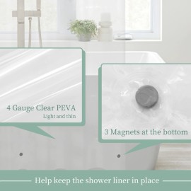 Mrs Awesome Clear Shower Curtain Liner with 3 Magnets, 72x72 Premium Flexible Sturdy Plastic Shower Curtain for Bathroom Lightweight, Waterproof, Clear Mrs Awesome Clear Shower Curtain Liner with 3 Magnets, 72x72 Premium Flexible Sturdy Plastic Shower Curtain for Bathroom Lightweight, Waterproof, Clear