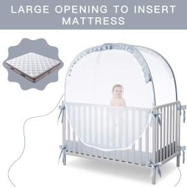 L RUNNZER Pop Up Crib Tent Canopy - Keep Baby from Climbing Out (55.2 L x 27.6 W x 51.6 H) L RUNNZER Pop Up Crib Tent Canopy - Keep Baby from Climbing Out (55.2 L x 27.6 W x 51.6 H)