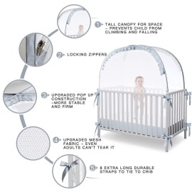 L RUNNZER Pop Up Crib Tent Canopy - Keep Baby from Climbing Out (55.2 L x 27.6 W x 51.6 H) L RUNNZER Pop Up Crib Tent Canopy - Keep Baby from Climbing Out (55.2 L x 27.6 W x 51.6 H)