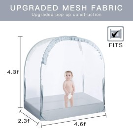 L RUNNZER Pop Up Crib Tent Canopy - Keep Baby from Climbing Out (55.2 L x 27.6 W x 51.6 H) L RUNNZER Pop Up Crib Tent Canopy - Keep Baby from Climbing Out (55.2 L x 27.6 W x 51.6 H)