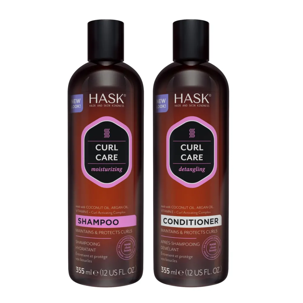 HASK CURL CARE Shampoo + Conditioner Set Coconut and Argan Oil, for Curly Hair Types, Vegan, Color Safe, Gluten-Free, Sulfate-Free, Paraben-Free, Cruelty-Free - 1 Shampoo and 1 Conditioner HASK CURL CARE Shampoo + Conditioner Set Coconut and Argan Oil, for Curly Hair Types, Vegan, Color Safe, Gluten-Free, Sulfate-Free, Paraben-Free, Cruelty-Free - 1 Shampoo and 1 Conditioner