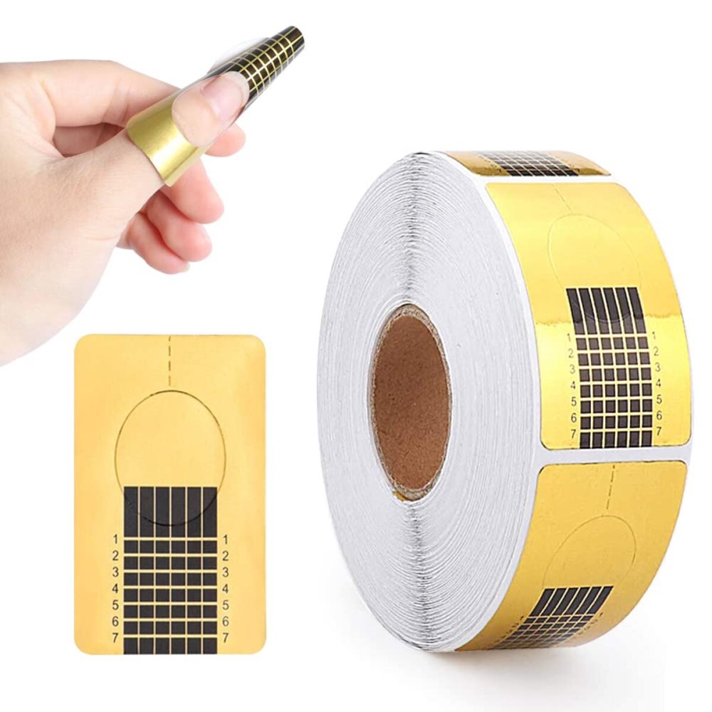 Yokilly Nail Forms for Acrylic Nails, 500PCS Nail Forms for Polygel Nail Tips Guide, Nail Forms For Builder Gel, Nail Forms Roll for Salon Nail Former Stickers with Numbers Marked for Nail Art DIY