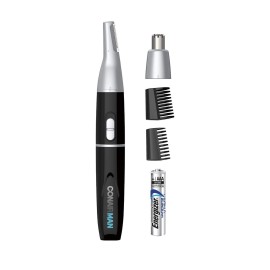 ConairMAN All-in-One Personal Trimmer for Men, for Nose, Ear, Eyebrows and Sideburns Hair Trimmer, 4 piece Men\'s Grooming Kit, Lithium Battery-Powered