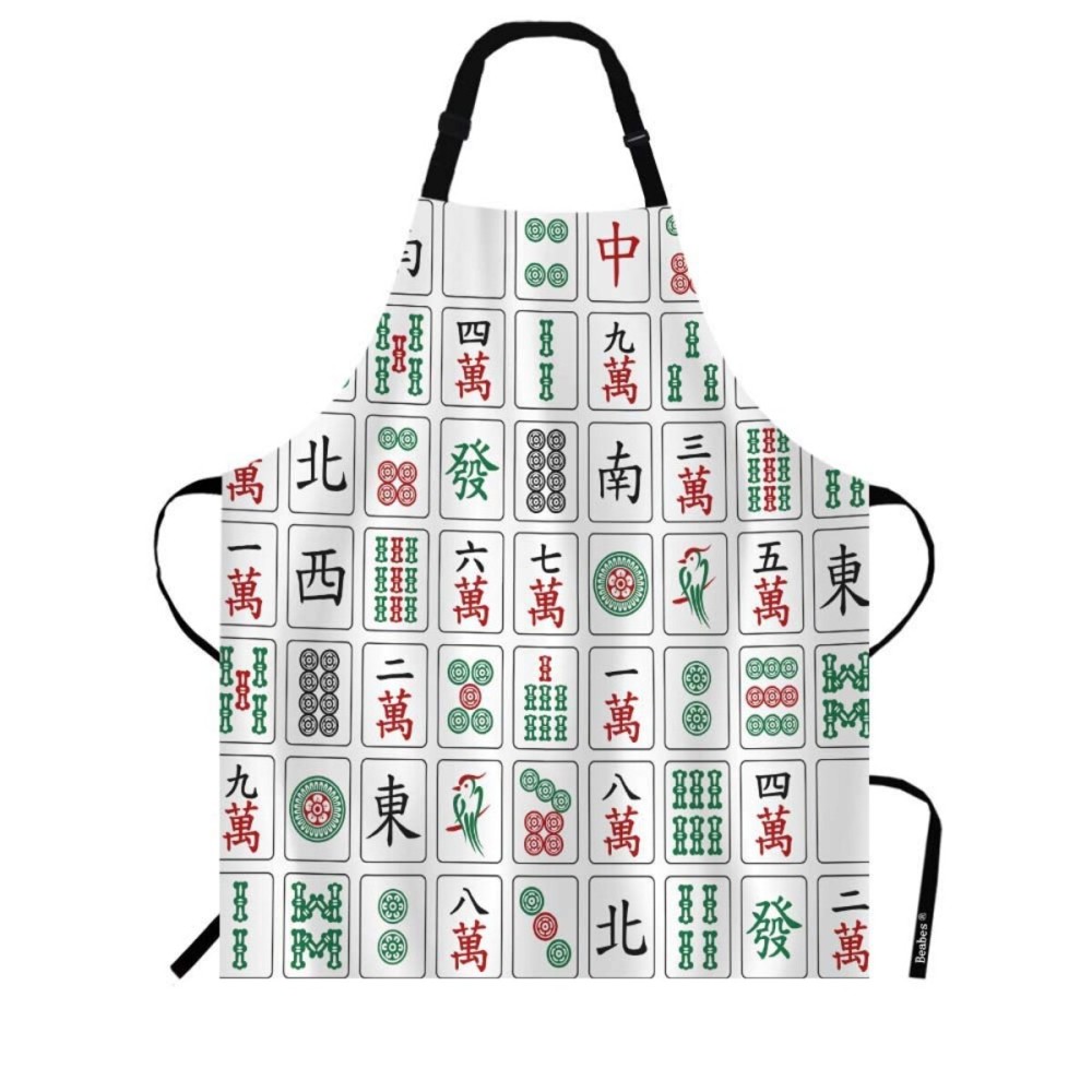 Beabes MaJiang Tiles Chef Apron 27 X 31 Inch Bamboos Dots Characters from 1 to 9 and Honors Mahjong Non-Pilling Bib Apron for BBQ Grilling Gardening with Adjustable Neck Strap Beabes MaJiang Tiles Chef Apron 27 X 31 Inch Bamboos Dots Characters from 1 to 9 and Honors Mahjong Non-Pilling Bib Apron for BBQ Grilling Gardening with Adjustable Neck Strap