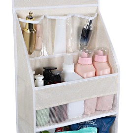 Univivi 6-Shelf Over Door Hanging Organizer Fabric Door Storage with 5 Large Pockets and 3 Small PVC Pockets Wall Mount Hanging Storage Organizers (Beige)