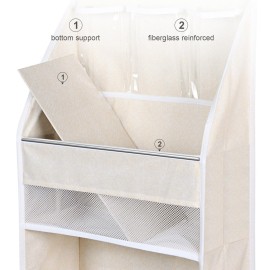 Univivi 6-Shelf Over Door Hanging Organizer Fabric Door Storage with 5 Large Pockets and 3 Small PVC Pockets Wall Mount Hanging Storage Organizers (Beige)