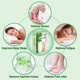 100Pads Natural Bamboo Vinegar Ginger Powder Foot Pads | Deep Cleansing Foot Paches for Stress Relief, Better Sleep Suitable for Travel or Home Use