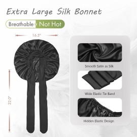 BONNET QUEEN Silk Bonnet for Sleeping Satin Bonnet Hair Bonnets Large Bonnets Hair Wrap Sleep Cap with Tie Band for Women Curly Hair Braids Locs Black BONNET QUEEN Silk Bonnet for Sleeping Satin Bonnet Hair Bonnets Large Bonnets Hair Wrap Sleep Cap with Tie Band for Women Curly Hair Braids Locs Black