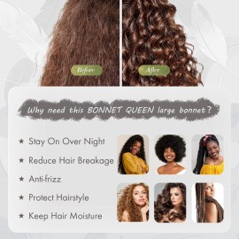 BONNET QUEEN Silk Bonnet for Sleeping Satin Bonnet Hair Bonnets Large Bonnets Hair Wrap Sleep Cap with Tie Band for Women Curly Hair Braids Locs Black BONNET QUEEN Silk Bonnet for Sleeping Satin Bonnet Hair Bonnets Large Bonnets Hair Wrap Sleep Cap with Tie Band for Women Curly Hair Braids Locs Black
