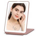 FUNTOUCH Rechargeable Travel Makeup Mirror with 72 Led Lights, Portable Lighted Beauty Mirror, 3 Color Lighting, Dimmable Touch Screen, Tabletop LED Folding Cosmetic Vanity Mirror
