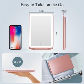 FUNTOUCH Rechargeable Travel Makeup Mirror with 72 Led Lights, Portable Lighted Beauty Mirror, 3 Color Lighting, Dimmable Touch Screen, Tabletop LED Folding Cosmetic Vanity Mirror FUNTOUCH Rechargeable Travel Makeup Mirror with 72 Led Lights, Portable Lighted Beauty Mirror, 3 Color Lighting, Dimmable Touch Screen, Tabletop LED Folding Cosmetic Vanity Mirror