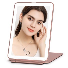 FUNTOUCH Rechargeable Travel Makeup Mirror with 72 Led Lights, Portable Lighted Beauty Mirror, 3 Color Lighting, Dimmable Touch Screen, Tabletop LED Folding Cosmetic Vanity Mirror FUNTOUCH Rechargeable Travel Makeup Mirror with 72 Led Lights, Portable Lighted Beauty Mirror, 3 Color Lighting, Dimmable Touch Screen, Tabletop LED Folding Cosmetic Vanity Mirror