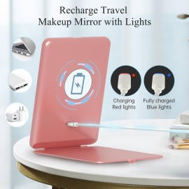 FUNTOUCH Rechargeable Travel Makeup Mirror with 72 Led Lights, Portable Lighted Beauty Mirror, 3 Color Lighting, Dimmable Touch Screen, Tabletop LED Folding Cosmetic Vanity Mirror FUNTOUCH Rechargeable Travel Makeup Mirror with 72 Led Lights, Portable Lighted Beauty Mirror, 3 Color Lighting, Dimmable Touch Screen, Tabletop LED Folding Cosmetic Vanity Mirror