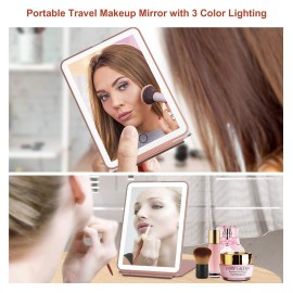 FUNTOUCH Rechargeable Travel Makeup Mirror with 72 Led Lights, Portable Lighted Beauty Mirror, 3 Color Lighting, Dimmable Touch Screen, Tabletop LED Folding Cosmetic Vanity Mirror FUNTOUCH Rechargeable Travel Makeup Mirror with 72 Led Lights, Portable Lighted Beauty Mirror, 3 Color Lighting, Dimmable Touch Screen, Tabletop LED Folding Cosmetic Vanity Mirror