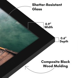 Americanflat 12x18 Poster Frame with Shatter-Resistant Glass - Signature Collection - Gallery-Style Frames Made of Engineered Wood - Photo Frame for Wall Display - Black