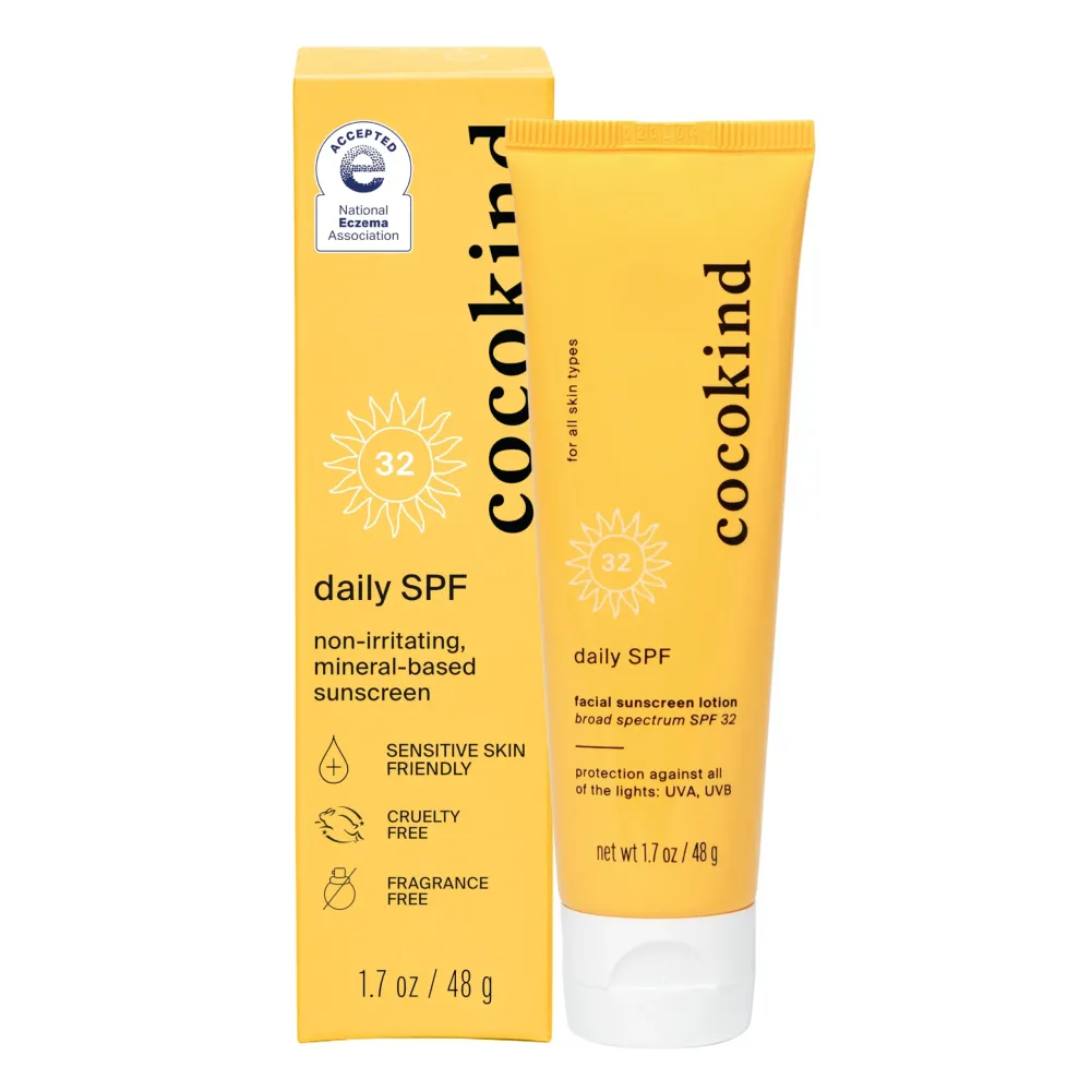 Cocokind Daily SPF, Mineral Face Sunscreen with Zinc Oxide, SPF 32, Reef Safe, Unscented, All Skin Types, Non-Toxic, Cruelty Free, 1.7 fl oz Cocokind Daily SPF, Mineral Face Sunscreen with Zinc Oxide, SPF 32, Reef Safe, Unscented, All Skin Types, Non-Toxic, Cruelty Free, 1.7 fl oz