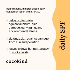 Cocokind Daily SPF, Mineral Face Sunscreen with Zinc Oxide, SPF 32, Reef Safe, Unscented, All Skin Types, Non-Toxic, Cruelty Free, 1.7 fl oz Cocokind Daily SPF, Mineral Face Sunscreen with Zinc Oxide, SPF 32, Reef Safe, Unscented, All Skin Types, Non-Toxic, Cruelty Free, 1.7 fl oz