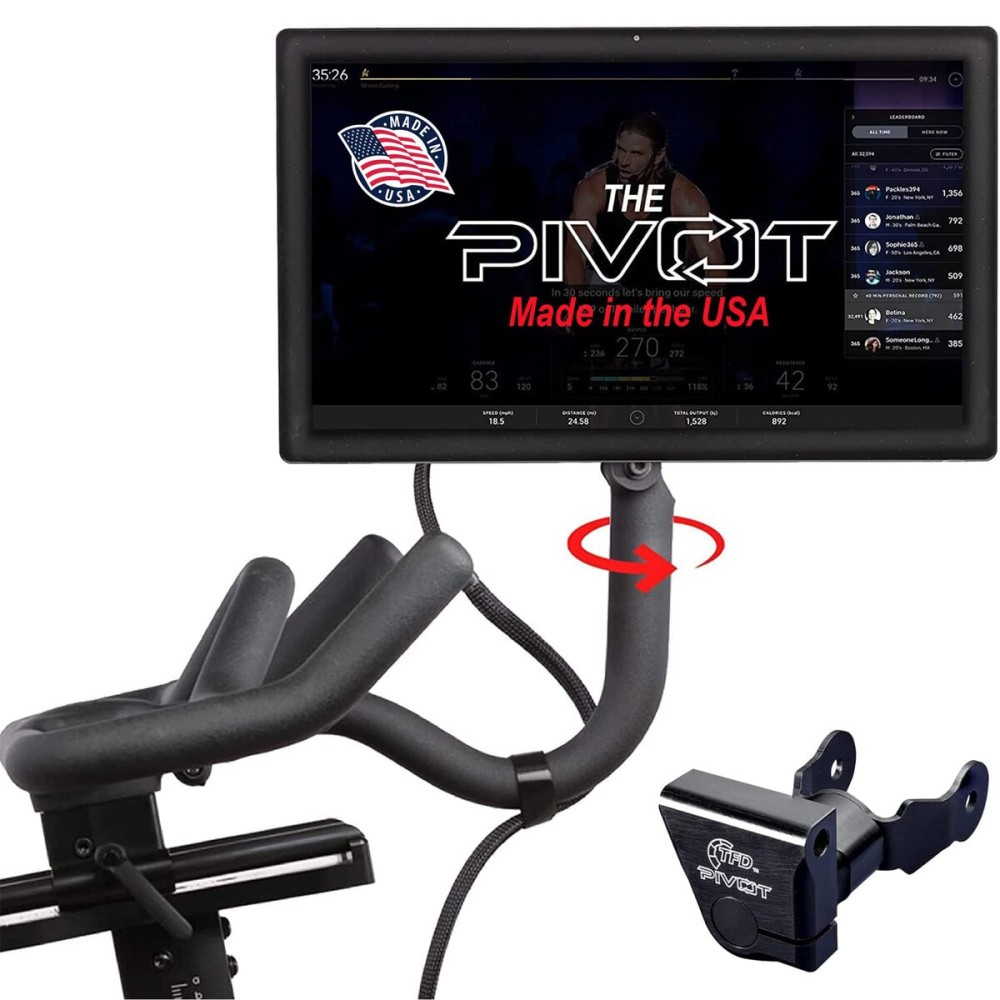 The Pivot for Peloton Bike Screens, Made in USA - 360 Degree of Movement Adjuster | Easily Adjust & Rotate Your Peloton Monitor | Peloton Accessories by TFD The Pivot for Peloton Bike Screens, Made in USA - 360 Degree of Movement Adjuster | Easily Adjust & Rotate Your Peloton Monitor | Peloton Accessories by TFD