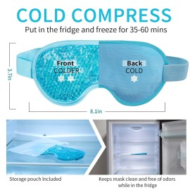 Cooling Eye Mask with Gel Bead, Reusable Cold Compress Ice Pack Sleeping Eye Cooling Pads for After Eyelid Surgery, Puffiness, Puffy Eyes, Headache, Migraine Relief(Blue) Cooling Eye Mask with Gel Bead, Reusable Cold Compress Ice Pack Sleeping Eye Cooling Pads for After Eyelid Surgery, Puffiness, Puffy Eyes, Headache, Migraine Relief(Blue)