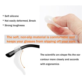 PTSLKHN Soft Silicone Eyeglass Ear Hooks, 10 Pairs of Glasses Anti Slip Grips For Sunglasses, Reading (Clear) PTSLKHN Soft Silicone Eyeglass Ear Hooks, 10 Pairs of Glasses Anti Slip Grips For Sunglasses, Reading (Clear)