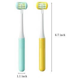 FOREVIVE 2 Pieces 3 Sided Toddler Toothbrush, Three Bristles for Kids Toothbrush, Autism Soft Bristles,Soft and Gentle for Complete Tooth and Gum Care(C1Blue+Yellow Kids) FOREVIVE 2 Pieces 3 Sided Toddler Toothbrush, Three Bristles for Kids Toothbrush, Autism Soft Bristles,Soft and Gentle for Complete Tooth and Gum Care(C1Blue+Yellow Kids)