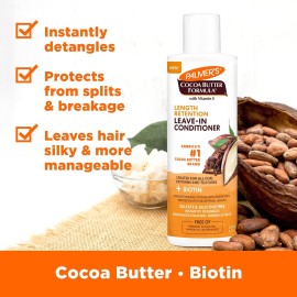 Palmer\'s Cocoa Butter & Biotin Length Retention Leave-In Conditioner, Instant Detangler, Soften and Strengthen Textured and Curly Hair, 8.5 Ounce Palmer\'s Cocoa Butter & Biotin Length Retention Leave-In Conditioner, Instant Detangler, Soften and Strengthen Textured and Curly Hair, 8.5 Ounce
