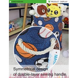 LANGYASHAN Laundry Basket Canvas Collapsible Organizer Storage Basket for Boys Girls Laundry Hamper Toy Bins Gift Baskets Bedroom Clothes Children Nursery (Navy Ball Game) LANGYASHAN Laundry Basket Canvas Collapsible Organizer Storage Basket for Boys Girls Laundry Hamper Toy Bins Gift Baskets Bedroom Clothes Children Nursery (Navy Ball Game)
