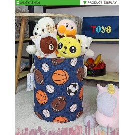LANGYASHAN Laundry Basket Canvas Collapsible Organizer Storage Basket for Boys Girls Laundry Hamper Toy Bins Gift Baskets Bedroom Clothes Children Nursery (Navy Ball Game) LANGYASHAN Laundry Basket Canvas Collapsible Organizer Storage Basket for Boys Girls Laundry Hamper Toy Bins Gift Baskets Bedroom Clothes Children Nursery (Navy Ball Game)