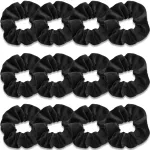 IVARYSS Scrunchies for Women, 12 Pcs Black Velvet Scrunchies for Hair, Soft Ponytail Holder for Girls, Classic Elastic Hair Bands