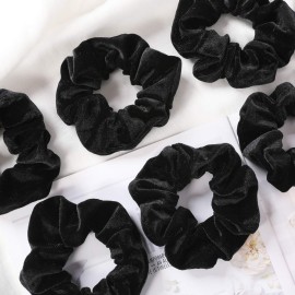 IVARYSS Scrunchies for Women, 12 Pcs Black Velvet Scrunchies for Hair, Soft Ponytail Holder for Girls, Classic Elastic Hair Bands IVARYSS Scrunchies for Women, 12 Pcs Black Velvet Scrunchies for Hair, Soft Ponytail Holder for Girls, Classic Elastic Hair Bands
