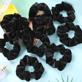 IVARYSS Scrunchies for Women, 12 Pcs Black Velvet Scrunchies for Hair, Soft Ponytail Holder for Girls, Classic Elastic Hair Bands IVARYSS Scrunchies for Women, 12 Pcs Black Velvet Scrunchies for Hair, Soft Ponytail Holder for Girls, Classic Elastic Hair Bands