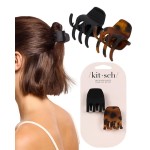 Kitsch Eco-Friendly Medium Claw Clips - Cute & Stylish Short Hair Accessories for Women, Girls | Ideal Size for Any Hairstyles, 2pcs (Black & Tortoise)