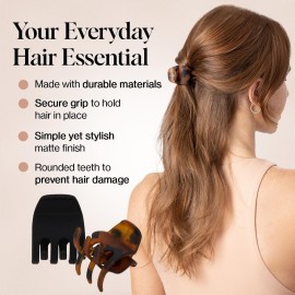 Kitsch Eco-Friendly Medium Claw Clips - Cute & Stylish Short Hair Accessories for Women, Girls | Ideal Size for Any Hairstyles, 2pcs (Black & Tortoise) Kitsch Eco-Friendly Medium Claw Clips - Cute & Stylish Short Hair Accessories for Women, Girls | Ideal Size for Any Hairstyles, 2pcs (Black & Tortoise)