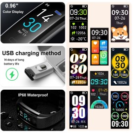 Fitness Tracker with Step/Distance/Calories Counter, Activity Tracker with Heart Rate Monitor, Slim Style Watch IP68 Waterproof, Sleep Monitor Tracker, Pedometer Watch for Women Men Fitness Tracker with Step/Distance/Calories Counter, Activity Tracker with Heart Rate Monitor, Slim Style Watch IP68 Waterproof, Sleep Monitor Tracker, Pedometer Watch for Women Men