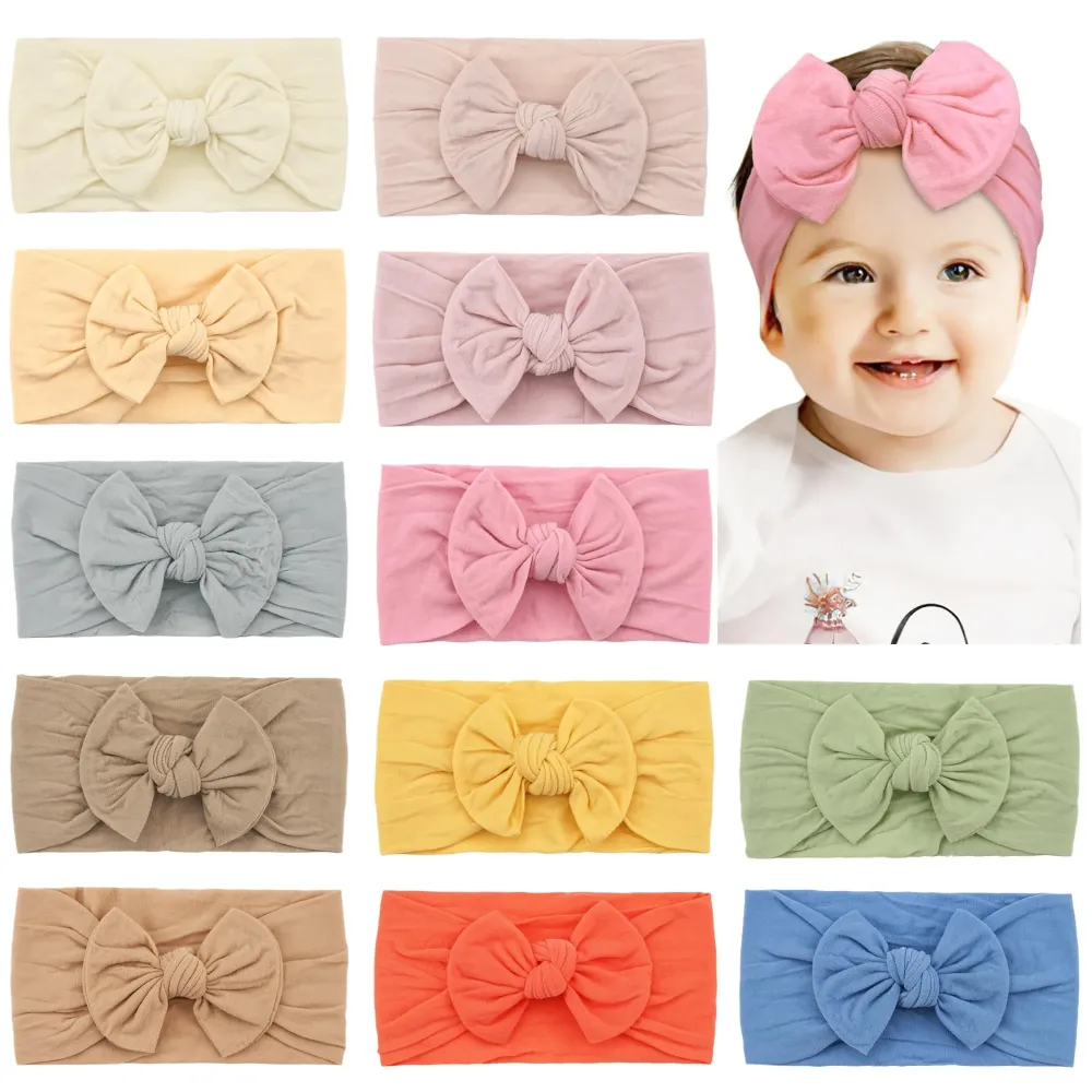 CLLOT Super Stretchy Soft Knot Headbands with Hair Bows Head Wrap Hair Accessories For Newborn Baby Girls Infant Toddlers Kids CLLOT Super Stretchy Soft Knot Headbands with Hair Bows Head Wrap Hair Accessories For Newborn Baby Girls Infant Toddlers Kids