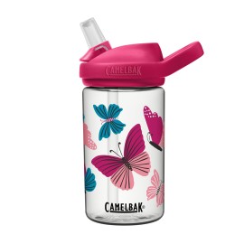 CamelBak Kids Eddy+ Bite Valve Straw Tritan Renew Water Bottle Colorblock Butterflies, 14oz