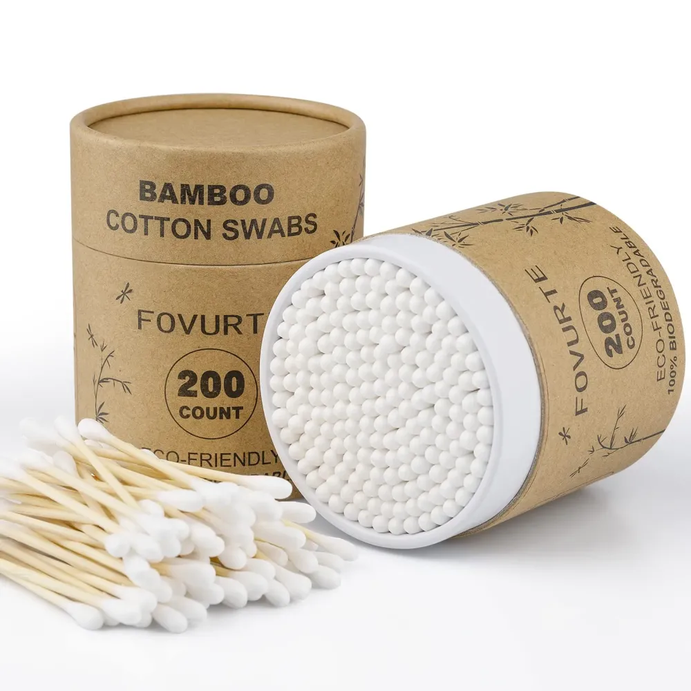 FOVURTE Bamboo Cotton Swabs 400 count, Organic Cotton Swab Round Tips, Natural Wooden Cotton Buds for Ears, Double Heads Ear Sticks Travel, Makeup Remover FOVURTE Bamboo Cotton Swabs 400 count, Organic Cotton Swab Round Tips, Natural Wooden Cotton Buds for Ears, Double Heads Ear Sticks Travel, Makeup Remover