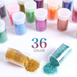 Extra Fine Glitter, Set of 36 Colors Nail Arts Cosmetic, Resin Crafts Loose Glitter Powder Shaker for Face Body Hair Eye Lip Gloss Makeup, Slime and Tumbler Making Extra Fine Glitter, Set of 36 Colors Nail Arts Cosmetic, Resin Crafts Loose Glitter Powder Shaker for Face Body Hair Eye Lip Gloss Makeup, Slime and Tumbler Making