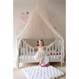 Wonder Space Elegant Kids Bed Canopy - Lace Chiffon Netting with Pom Pom, Princess Girls Fairy Dream Tent, Nursery Room Baby Crib Hanging Curtain Mosquito Net Children Reading Nook Decoration (Beige) Wonder Space Elegant Kids Bed Canopy - Lace Chiffon Netting with Pom Pom, Princess Girls Fairy Dream Tent, Nursery Room Baby Crib Hanging Curtain Mosquito Net Children Reading Nook Decoration (Beige)