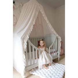 Wonder Space Elegant Kids Bed Canopy - Lace Chiffon Netting with Pom Pom, Princess Girls Fairy Dream Tent, Nursery Room Baby Crib Hanging Curtain Mosquito Net Children Reading Nook Decoration (Beige) Wonder Space Elegant Kids Bed Canopy - Lace Chiffon Netting with Pom Pom, Princess Girls Fairy Dream Tent, Nursery Room Baby Crib Hanging Curtain Mosquito Net Children Reading Nook Decoration (Beige)