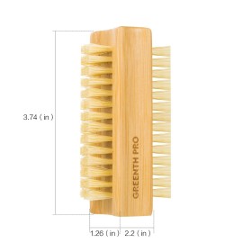 GREENTH PRO Bamboo Nail Brush2PCS Two-side Firm Nature Wooden Sisal Scrub Brush for Toes and Nails,Cleaning Nail Brush