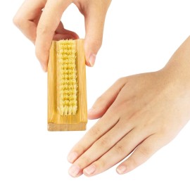 GREENTH PRO Bamboo Nail Brush2PCS Two-side Firm Nature Wooden Sisal Scrub Brush for Toes and Nails,Cleaning Nail Brush