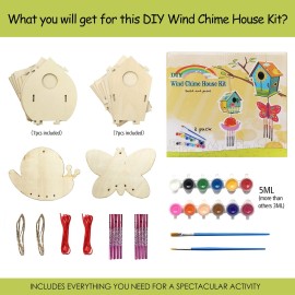 HOME COMPOSER 4 Pack DIY Bird House Wind Chime Kits for Children to Build and Paint, Wooden Arts and Crafts for Kids Girls Boys Toddlers Ages 8-12 4-6 6-8 HOME COMPOSER 4 Pack DIY Bird House Wind Chime Kits for Children to Build and Paint, Wooden Arts and Crafts for Kids Girls Boys Toddlers Ages 8-12 4-6 6-8