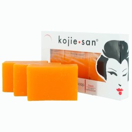 Kojie San Skin and Body Soap - Original Kojic Acid, Dark Spot Remover Soap Bar with Coconut & Tea Tree Oil - 3 x 65g Bars