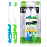 Blue-Green Travel Toothbrush Kit (2 Pack-Soft) - Portable, Folding, Collapsible, Built-in Cover, Perfect for Hiking, Camping, and Traveling