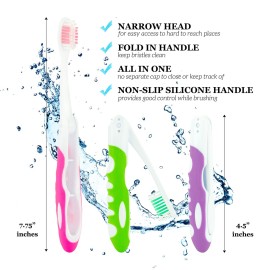 Lingito Folding Toothbrush, Built-in Cover, Travel Size for Hiking, Camping, Traveling - 3 Pack Soft-Multicolor Lingito Folding Toothbrush, Built-in Cover, Travel Size for Hiking, Camping, Traveling - 3 Pack Soft-Multicolor