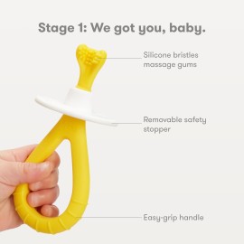 Frida Baby Grow-with-Me Baby Toothbrush Training Set | Infant to Toddler Toothbrush 0-12 months, Cleans All Sides at Once, Oral Care for Sensitive Gums | Yellow Frida Baby Grow-with-Me Baby Toothbrush Training Set | Infant to Toddler Toothbrush 0-12 months, Cleans All Sides at Once, Oral Care for Sensitive Gums | Yellow